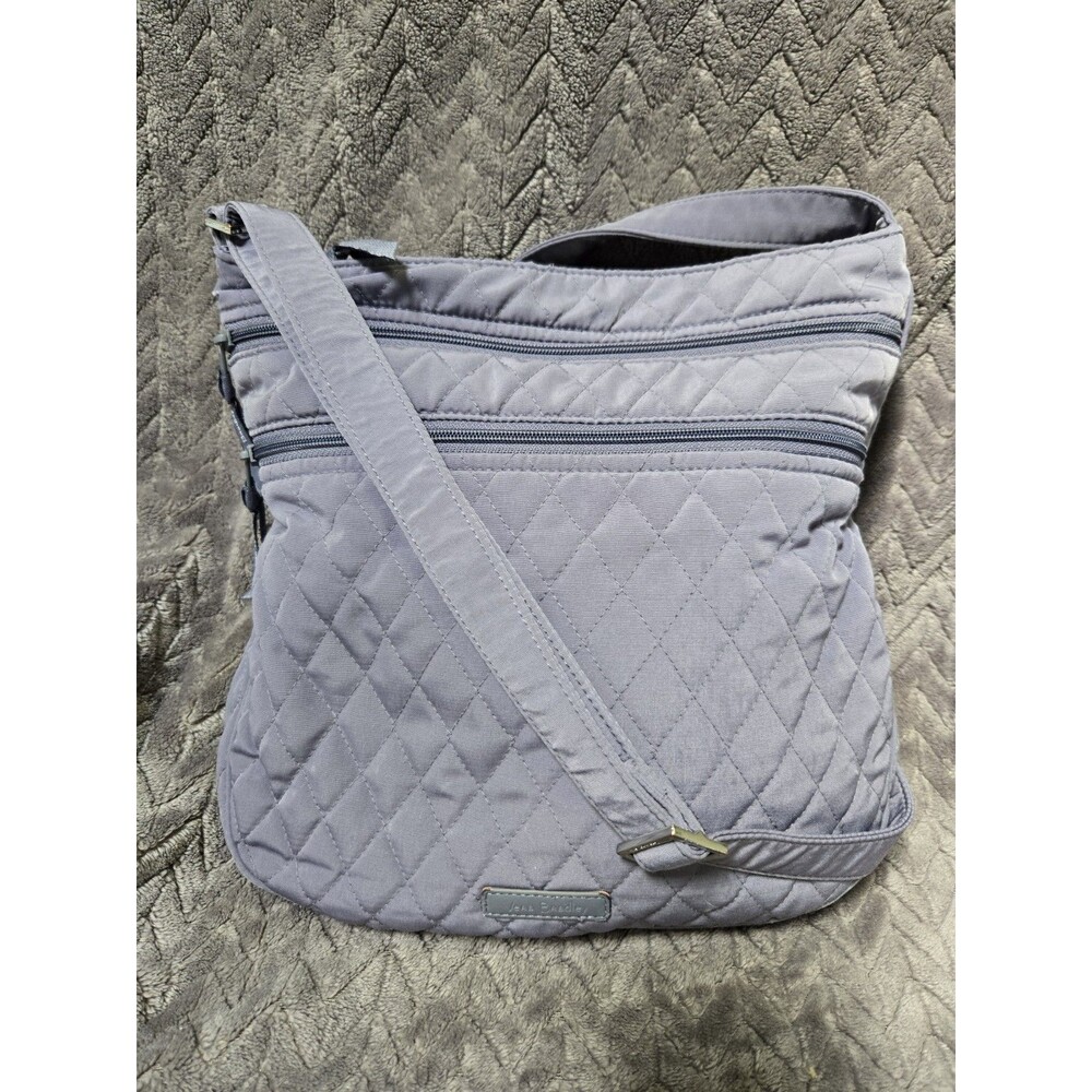Vera Bradley Triple Zip Hipster Carbon Gray Microfiber Crossbody Shoulder Bag
